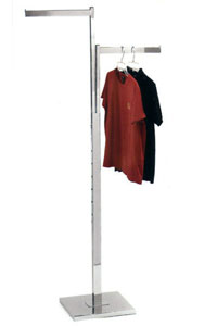 Two Sided Clothing Rack with TWO Waterfall Display Arms